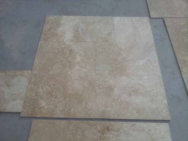 Beige Travertine cross cut filled and polished